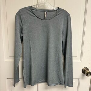 Women's sparkling silver gray green long sleeve top